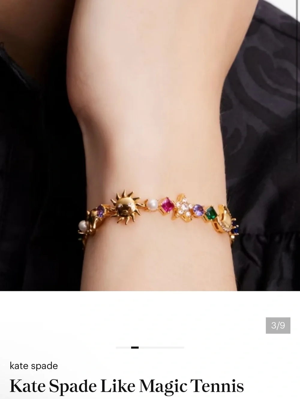 NEW Kate Spade Gold Tone Mix Stone Sun Moon Elephant Star Eye Charm Bracelet - Picture 3 of 5